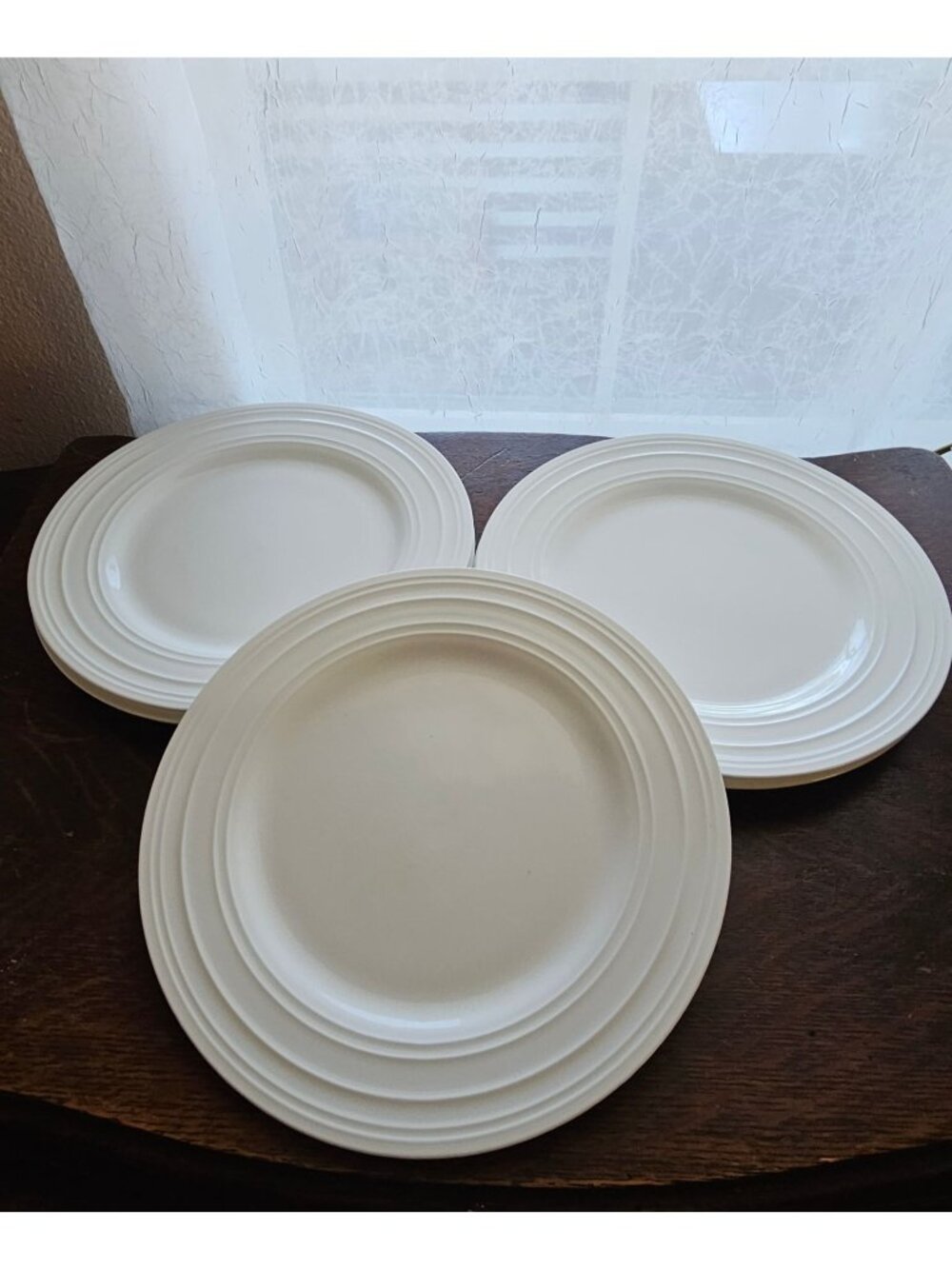 5 Mikasa Swirl Salad Plates 9" Luncheon Dishware White Bone China Ribbed
